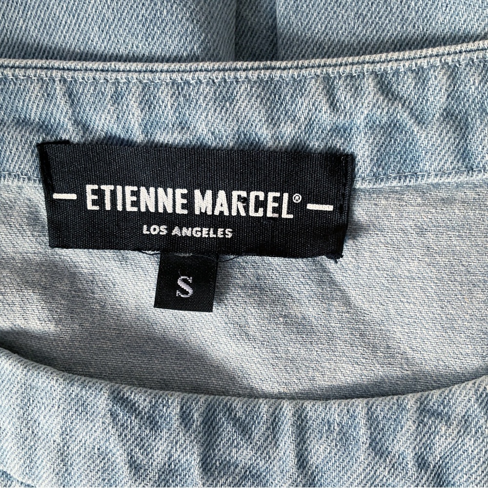 Etienne Marcel Puff Sleeve Denim Top in Light Blue Wash Size S - Picture 6 of 7